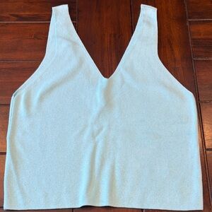 V-Neck Knit Tank Top in Pale Blue